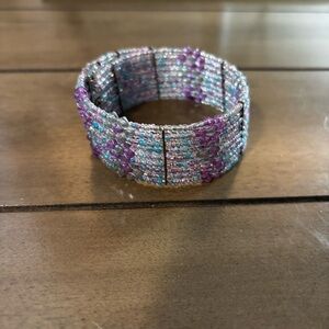 Purple and Blue Beaded Wrap Bracelet